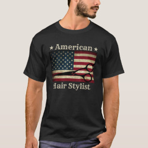 American Haar Stylist Shears Tools American Flag T-Shirt