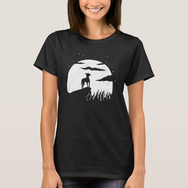 American Hairless Terrier and Moon Halloween T-Shirt (Vorderseite)