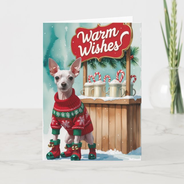 American Hairless Terrier Christmas Grußkarte Karte (Vorderseite)