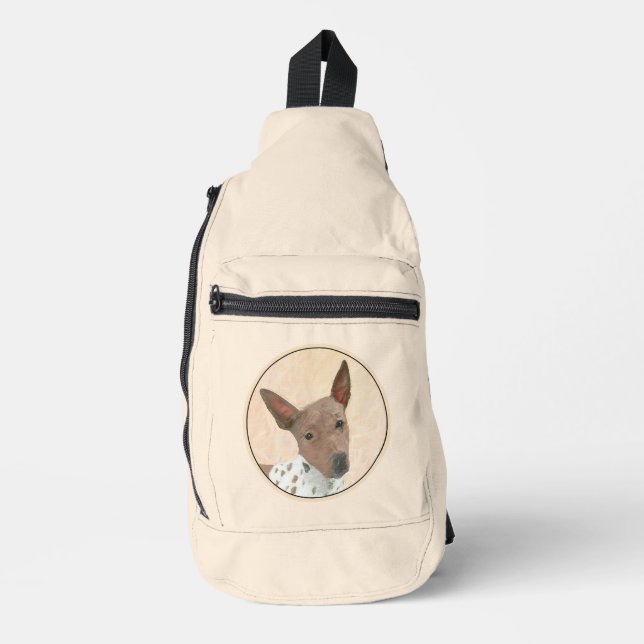 American Hairless Terrier Tan Painting Dog Art Crossbody Bag (Vorderseite)