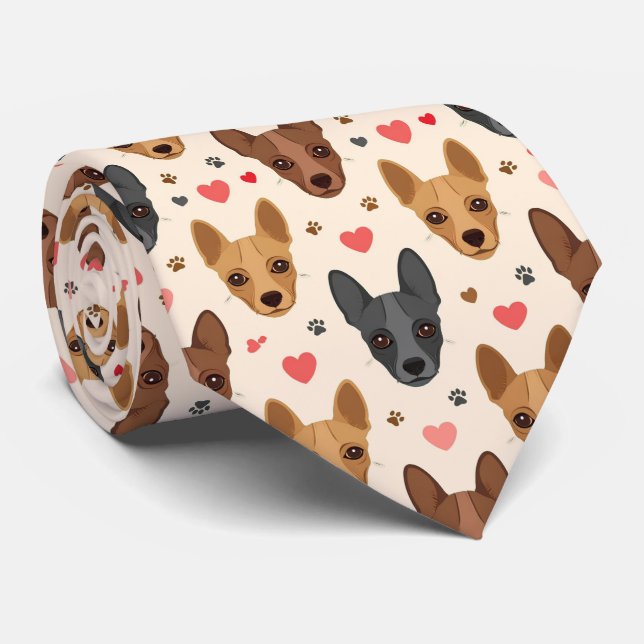 American Hairless Terrier Valentine Hearts Pattern Krawatte (Gerollt)