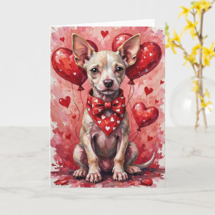American Hairless Terrier Valentinstag Hund mit He Karte