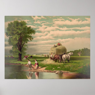 American Hay Harvest Print Poster