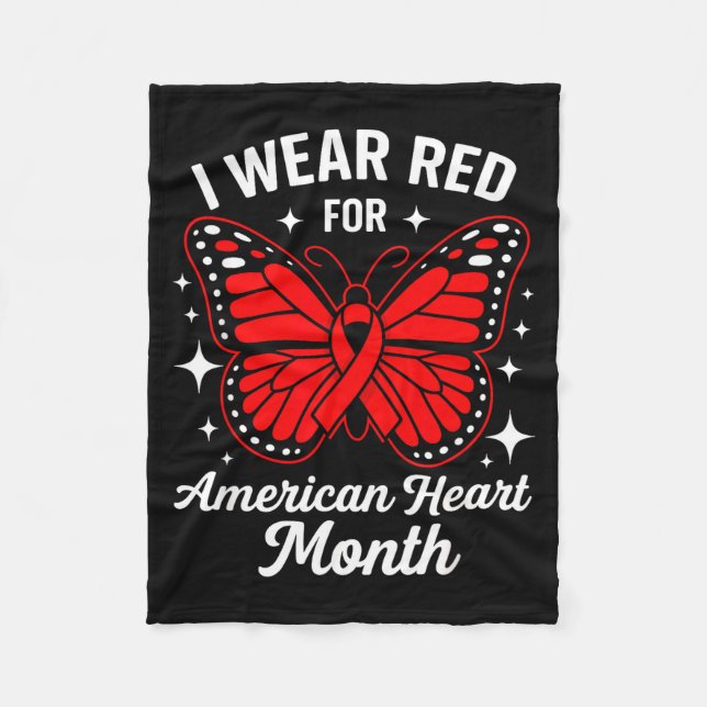 American Heart Disease Awareness Month Ribbon Red  Fleecedecke (Vorderseite)