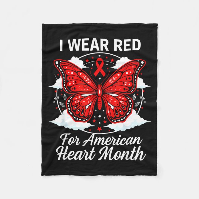 American Heart Disease Awareness Month Ribbon Red  Fleecedecke (Vorderseite)