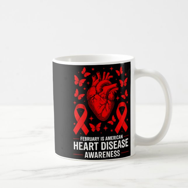 American Heart Disease Awareness Month Ribbon Red  Kaffeetasse (Rechts)