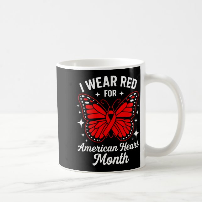 American Heart Disease Awareness Month Ribbon Red  Kaffeetasse (Rechts)