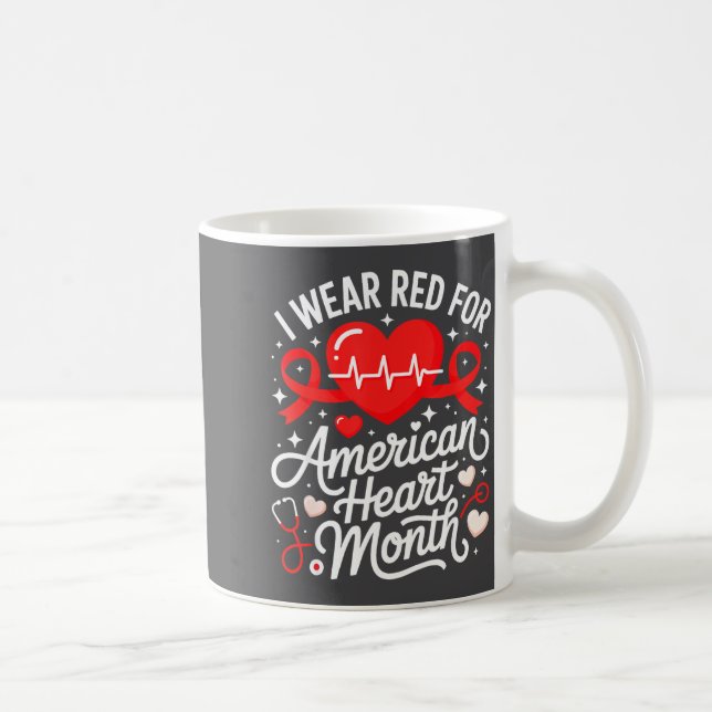 American Heart Disease Awareness Month Ribbon Red  Kaffeetasse (Rechts)