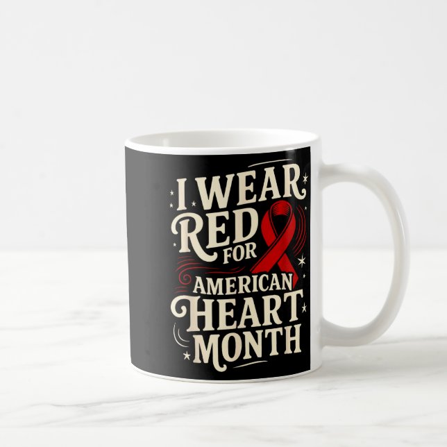 American Heart Disease Awareness Month Ribbon Red  Kaffeetasse (Rechts)
