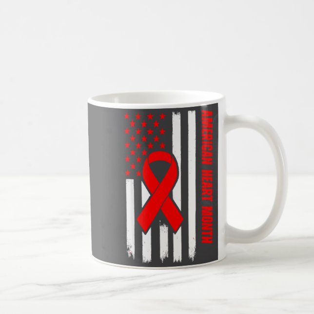 American Heart Disease Awareness Month Ribbon Red  Kaffeetasse (Rechts)