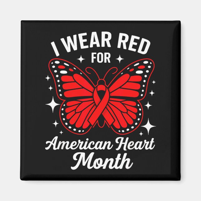 American Heart Disease Awareness Month Ribbon Red  Magnet (Vorne)