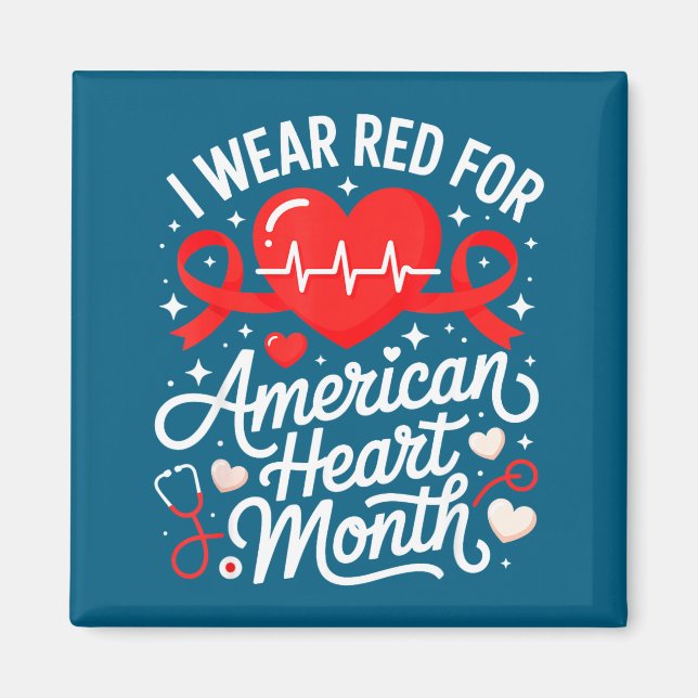 American Heart Disease Awareness Month Ribbon Red  Magnet (Vorne)