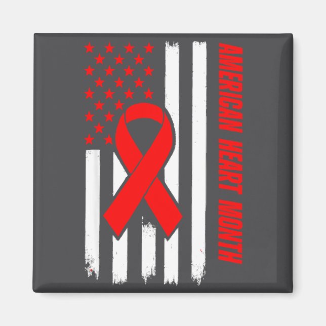 American Heart Disease Awareness Month Ribbon Red  Magnet (Vorne)