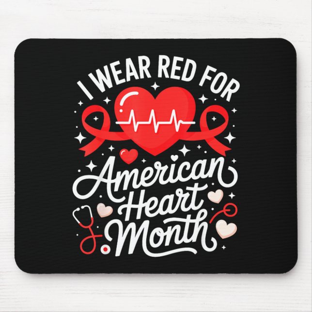 American Heart Disease Awareness Month Ribbon Red  Mousepad (Vorne)