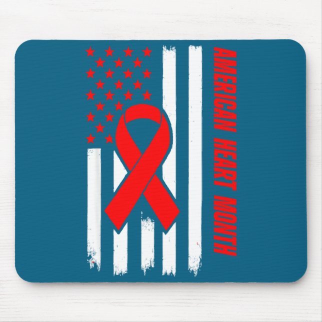 American Heart Disease Awareness Month Ribbon Red  Mousepad (Vorne)