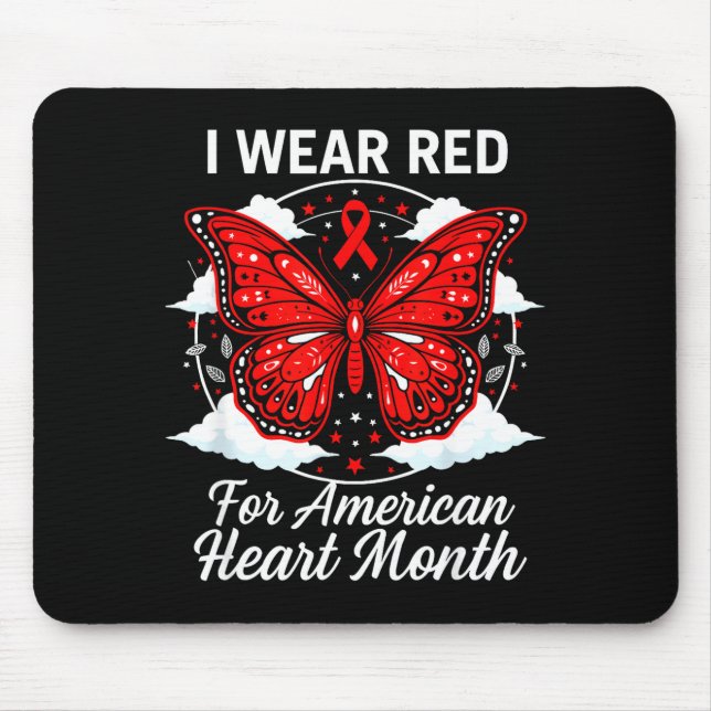 American Heart Disease Awareness Month Ribbon Red  Mousepad (Vorne)