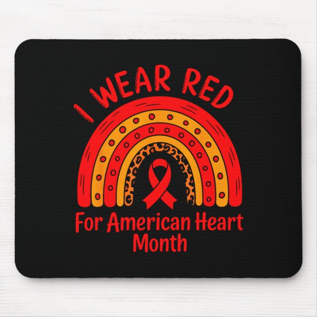 American Heart Disease Awareness Month Ribbon Red  Mousepad (Vorne)