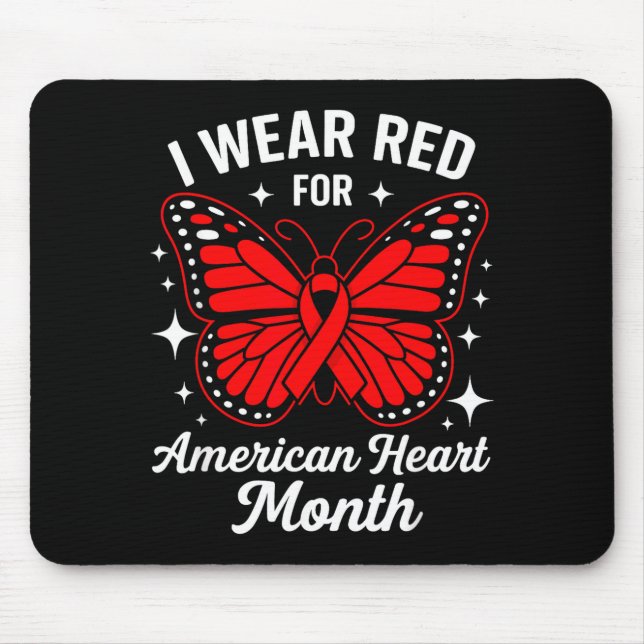 American Heart Disease Awareness Month Ribbon Red  Mousepad (Vorne)