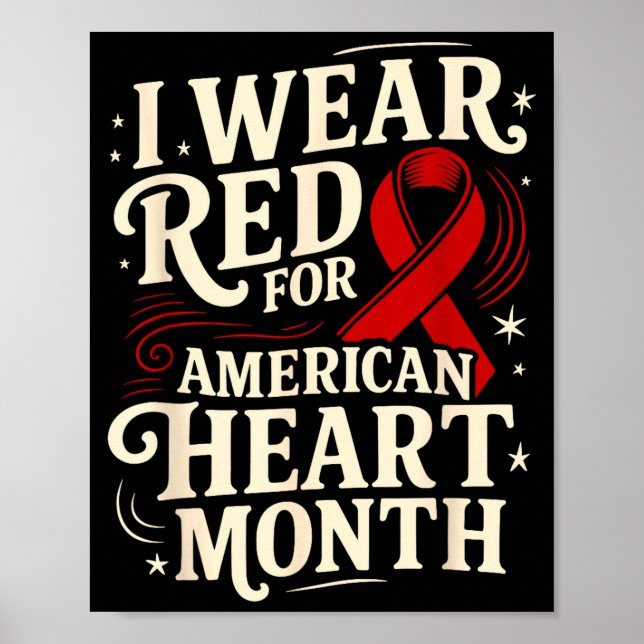 American Heart Disease Awareness Month Ribbon Red  Poster (Vorne)
