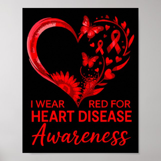 American Heart Disease Awareness Month Ribbon Red  Poster (Vorne)