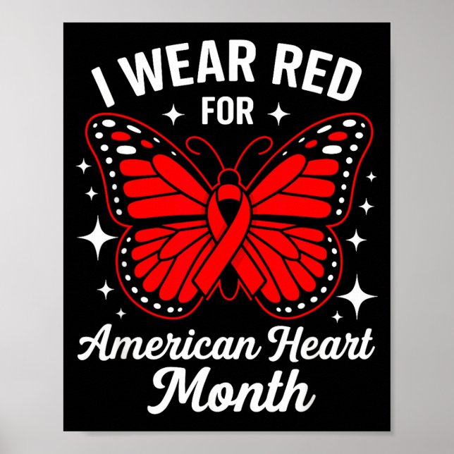 American Heart Disease Awareness Month Ribbon Red  Poster (Vorne)