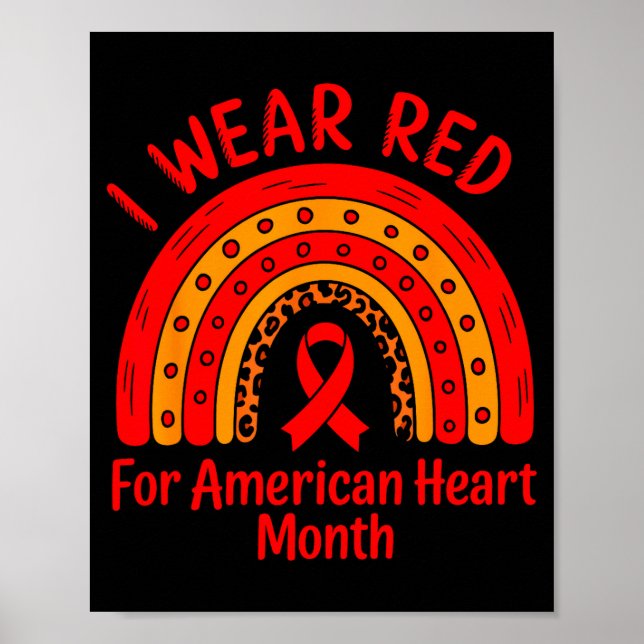 American Heart Disease Awareness Month Ribbon Red  Poster (Vorne)