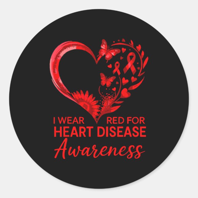 American Heart Disease Awareness Month Ribbon Red  Runder Aufkleber (Vorderseite)