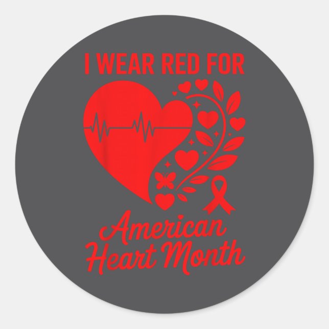 American Heart Disease Awareness Month Ribbon Red  Runder Aufkleber (Vorderseite)