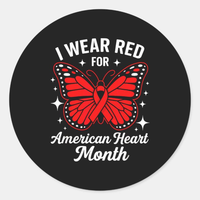 American Heart Disease Awareness Month Ribbon Red  Runder Aufkleber (Vorderseite)