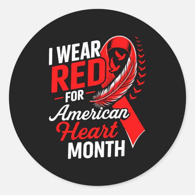 American Heart Disease Awareness Month Ribbon Red  Runder Aufkleber (Vorderseite)