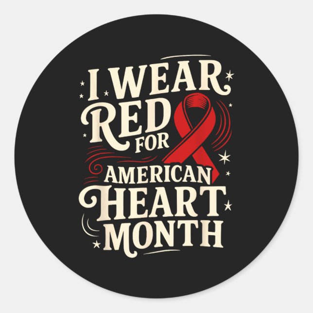 American Heart Disease Awareness Month Ribbon Red  Runder Aufkleber (Vorderseite)