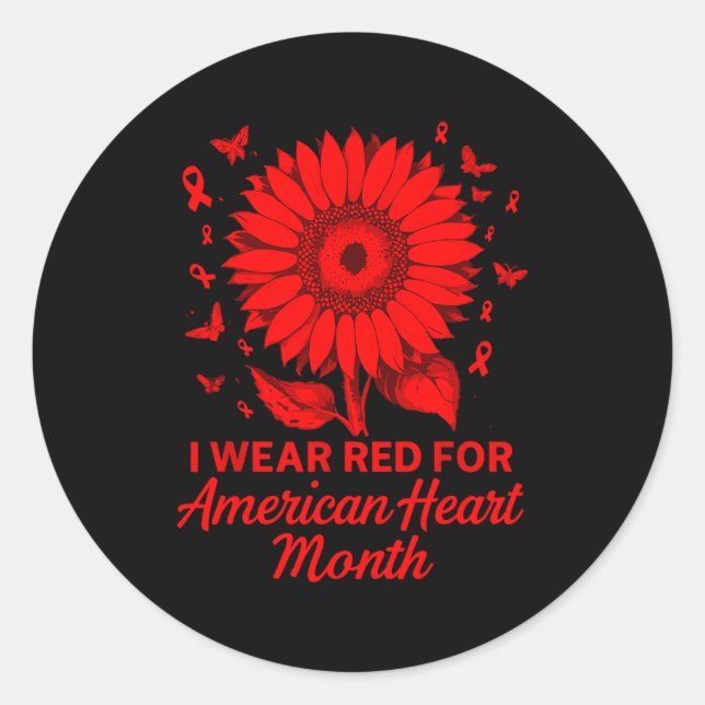 American Heart Disease Awareness Month Ribbon Red  Runder Aufkleber (Vorderseite)
