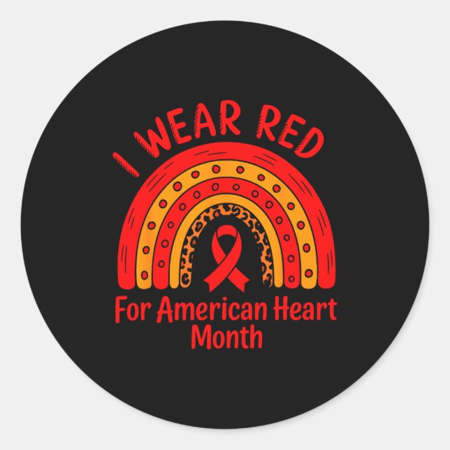 American Heart Disease Awareness Month Ribbon Red  Runder Aufkleber (Vorderseite)