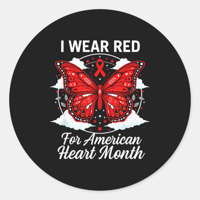 American Heart Disease Awareness Month Ribbon Red  Runder Aufkleber (Vorderseite)
