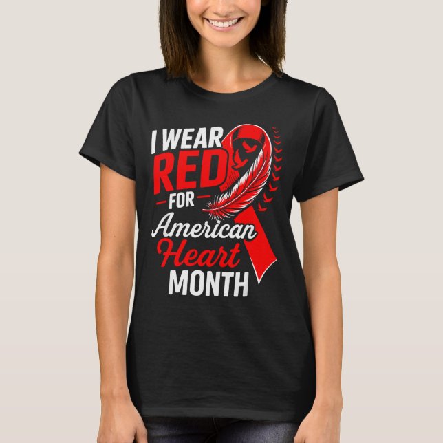American Heart Disease Awareness Month Ribbon Red  T-Shirt (Vorderseite)