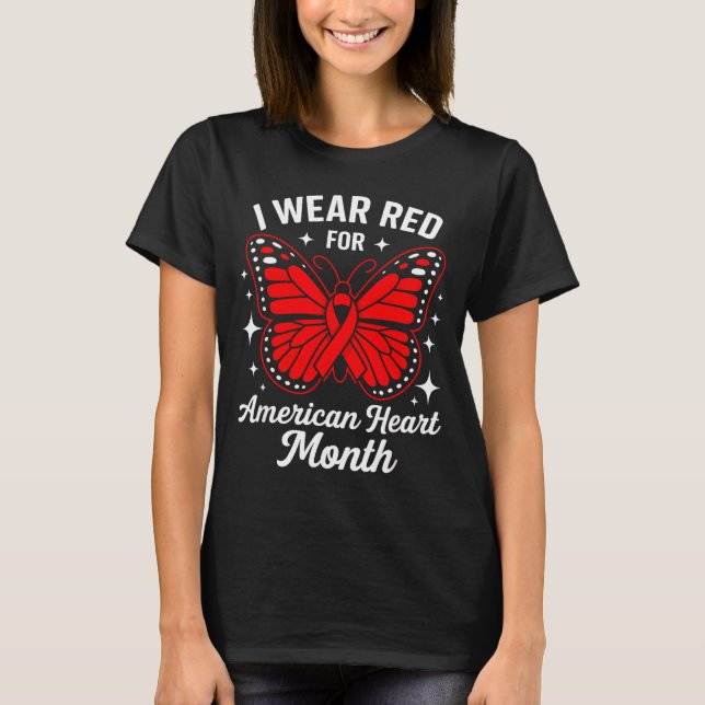 American Heart Disease Awareness Month Ribbon Red  T-Shirt (Vorderseite)