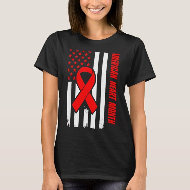 American Heart Disease Awareness Month Ribbon Red  T-Shirt (Vorderseite)