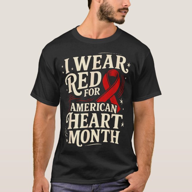 American Heart Disease Awareness Month Ribbon Red  T-Shirt (Vorderseite)