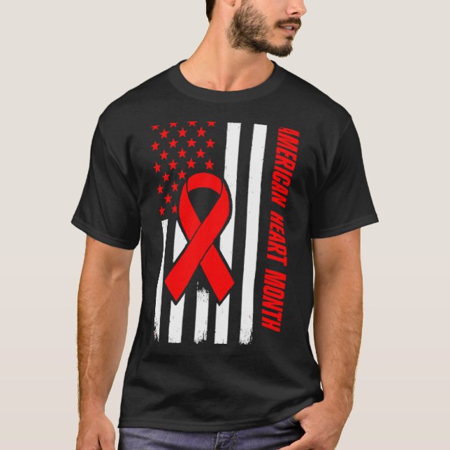 American Heart Disease Awareness Month Ribbon Red  T-Shirt (Vorderseite)