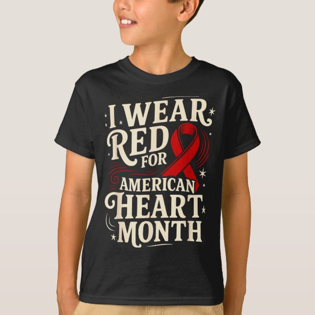American Heart Disease Awareness Month Ribbon Red  T-Shirt (Vorderseite)