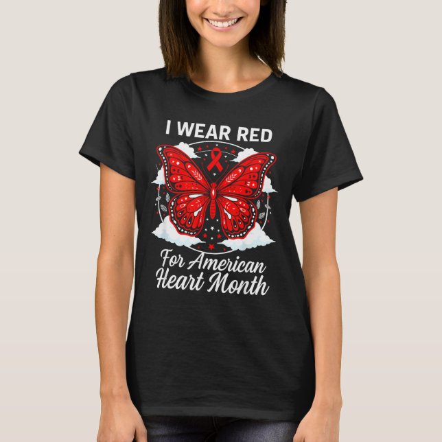 American Heart Disease Awareness Month Ribbon Red  T-Shirt (Vorderseite)