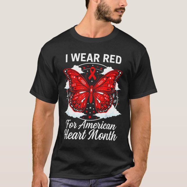 American Heart Disease Awareness Month Ribbon Red  T-Shirt (Vorderseite)