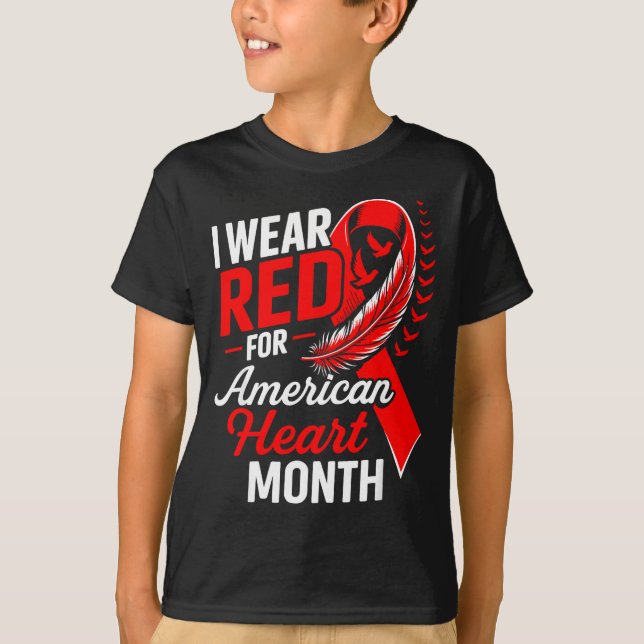 American Heart Disease Awareness Month Ribbon Red  T-Shirt (Vorderseite)