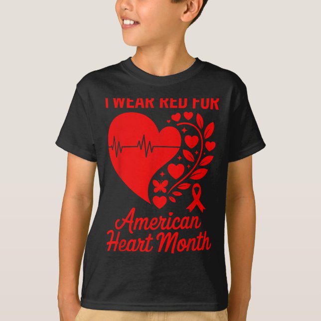 American Heart Disease Awareness Month Ribbon Red  T-Shirt (Vorderseite)