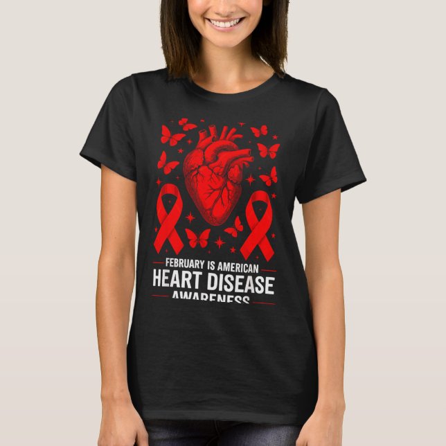 American Heart Disease Awareness Month Ribbon Red  T-Shirt (Vorderseite)