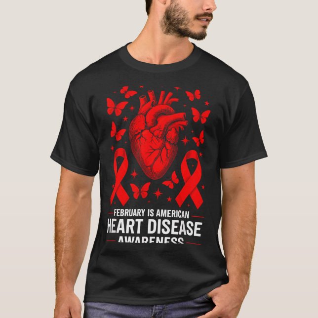 American Heart Disease Awareness Month Ribbon Red  T-Shirt (Vorderseite)