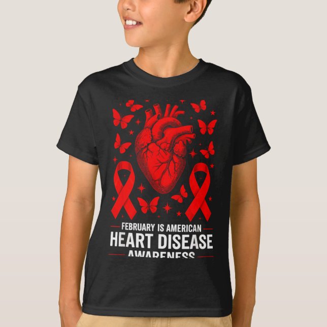 American Heart Disease Awareness Month Ribbon Red  T-Shirt (Vorderseite)