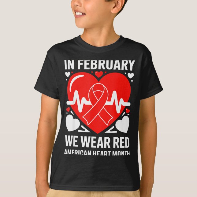 American Heart Disease Awareness Month Ribbon Red  T-Shirt (Vorderseite)