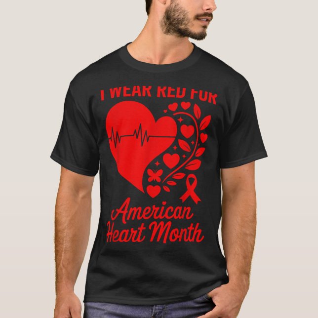 American Heart Disease Awareness Month Ribbon Red  T-Shirt (Vorderseite)