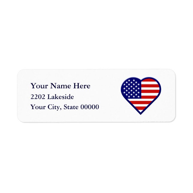 American Heart Flag USA Rücksendeadresse Label (Vorne)